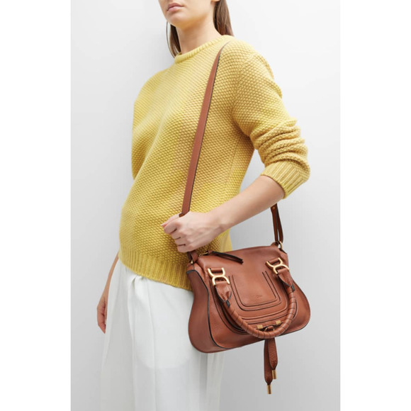 $2390 CHLOE MARCIE SMALL TAN LEATHER SADDLE CROSSBODY BAG PURSE NWT AUTH! - Picture 2 of 16